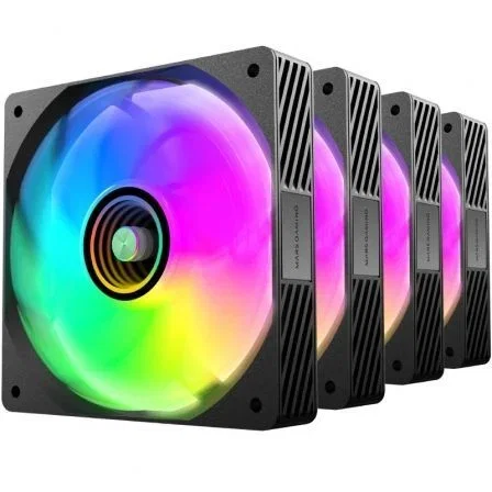 Mars Gaming Kit 4 Ventiladores PC MF-SI4KIT A-RGB Infinity Negro Ultrasilenciosos ARGB con Mando a Distancia
